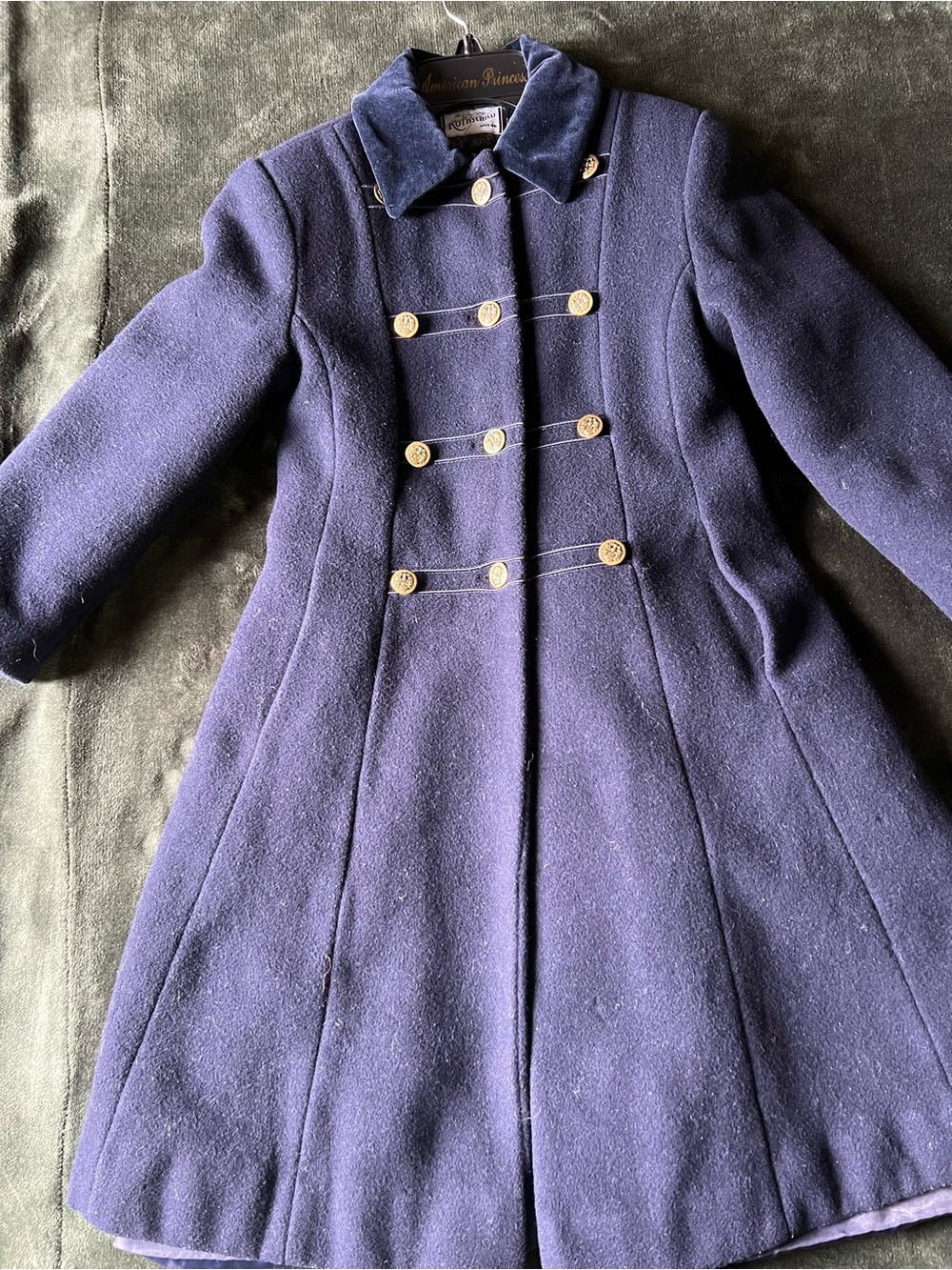 Vintage Rothschild Navy Double-Breasted Pea Coat with Gold Buttons